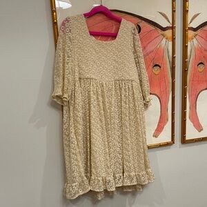 Elegant Cream Floral Kids Dress